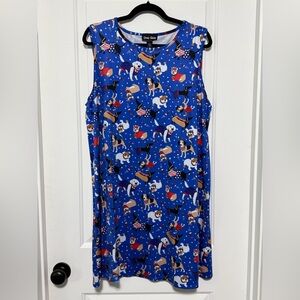 Dress Works American Blue Dog Print Dress